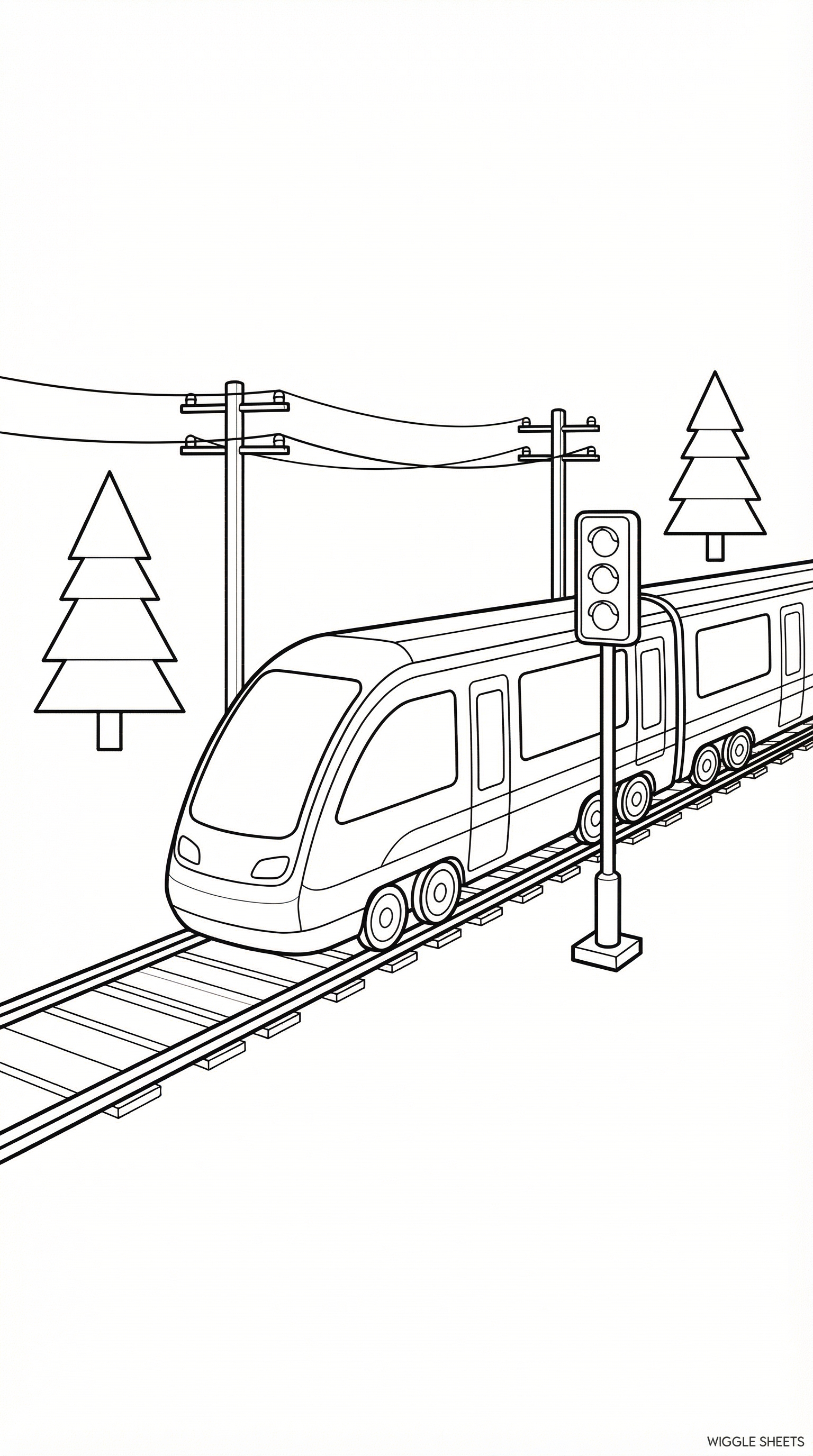 Electric Train Track Coloring Page